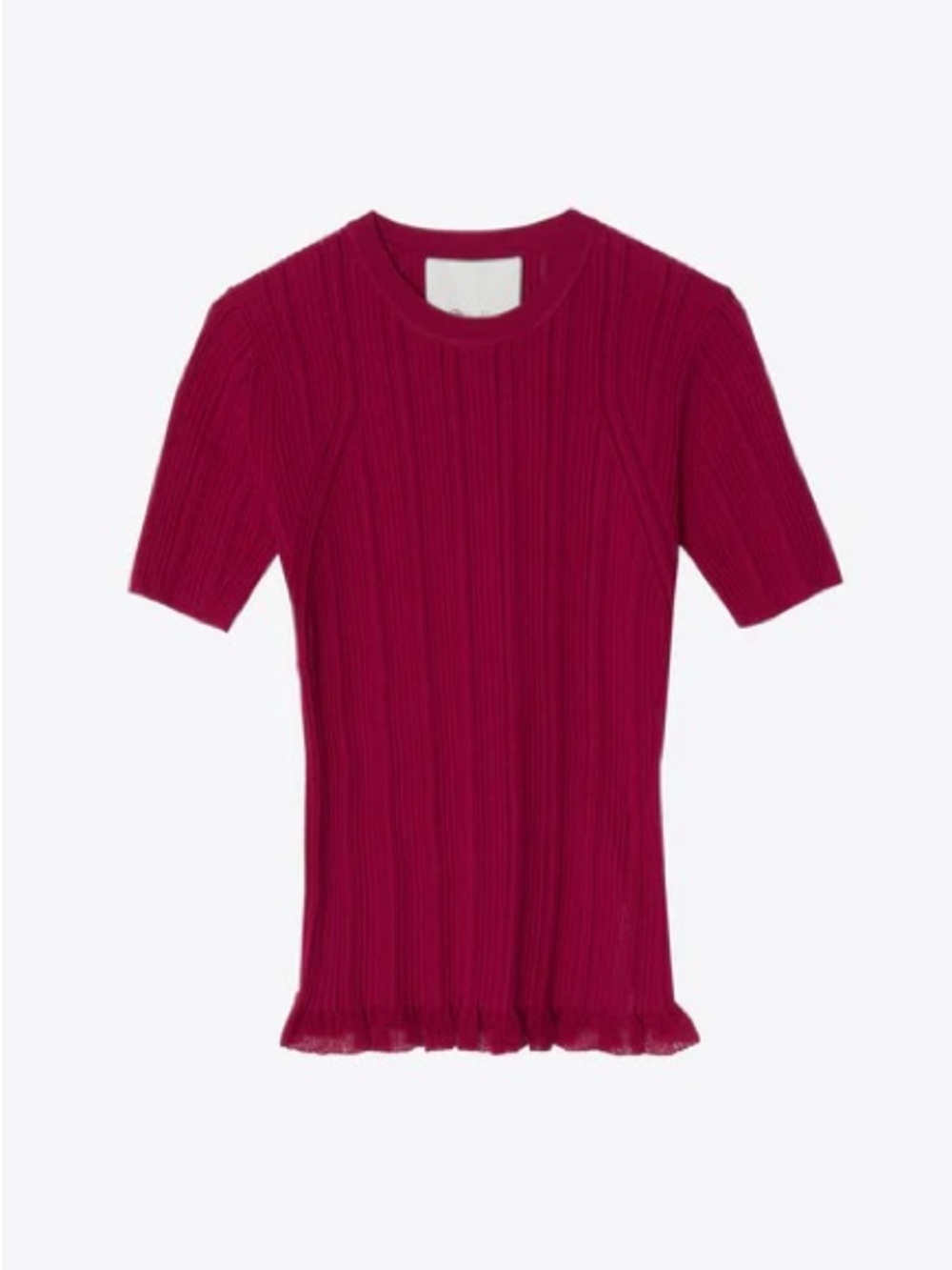 3.1 Phillip Lim Magenta Ribbed Short Sleeve Knit Top
